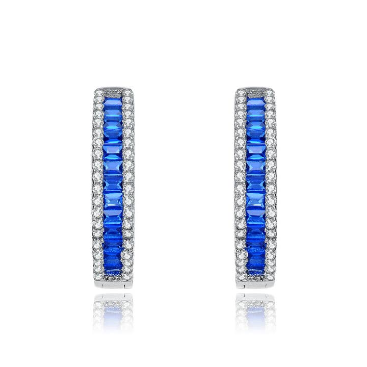 Genevive - Vendita all'ingrosso Orecchini a cerchio - Orecchini a Cerchio in Argento Sterling con Zirconia Cubica Colorata6