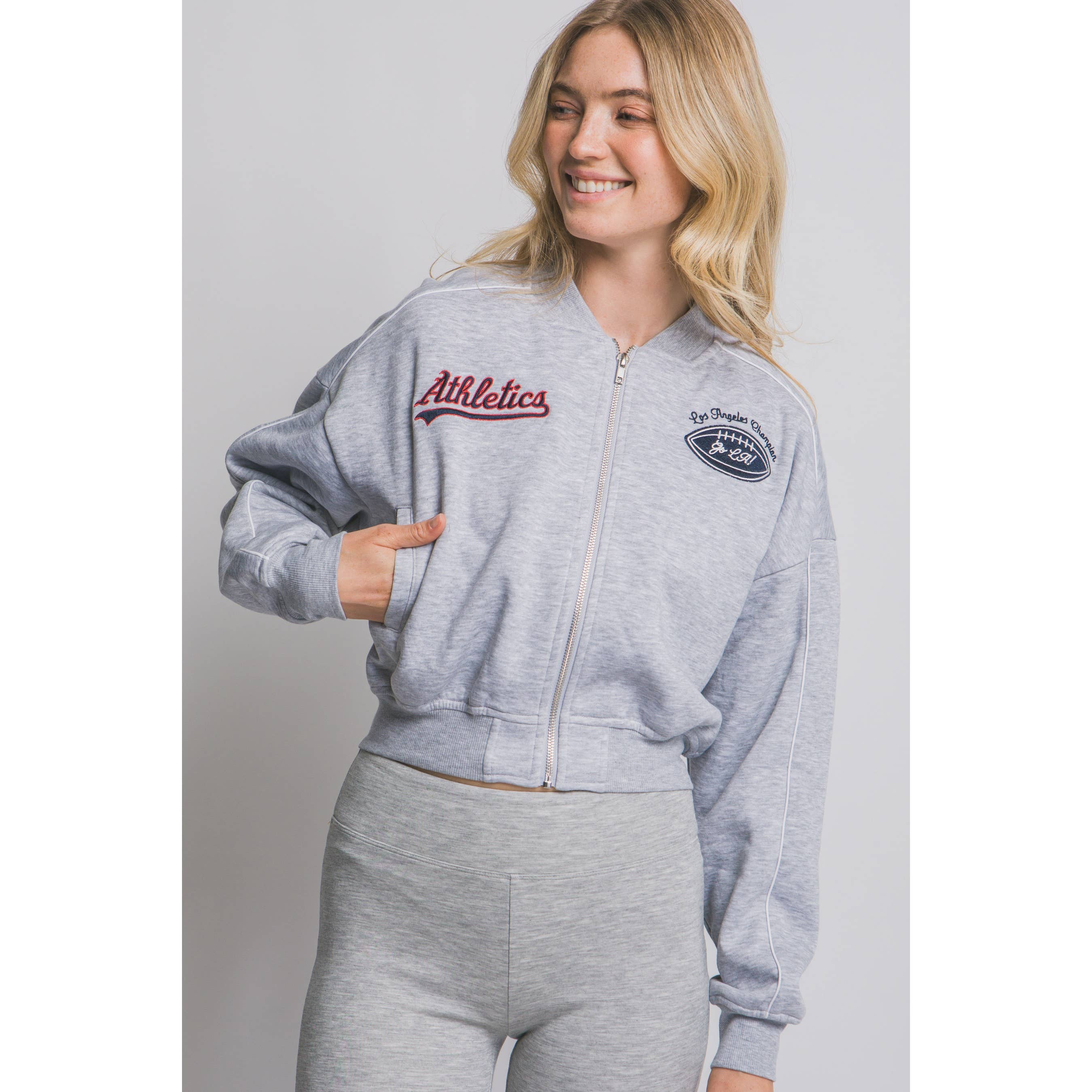 Style Up - Wholesale Jacket - Women's - Print Sweatshirt Full Zip Up Side Pockets Jacket0