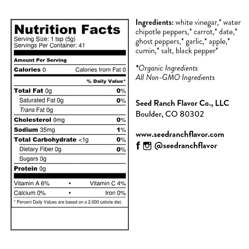 Seed Ranch Flavor Co - Vente Sauces piquantes - Sauce piquante Smoky Ghost4