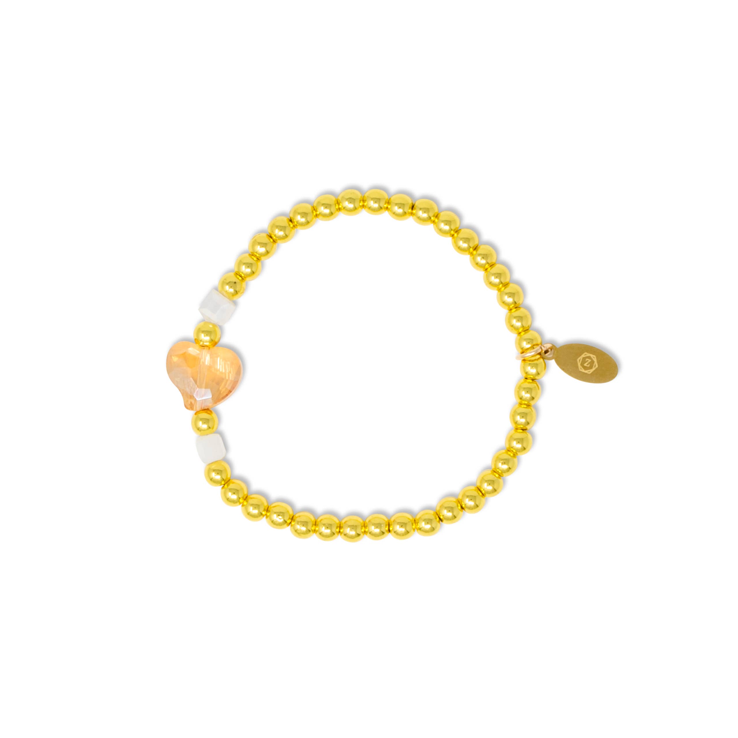 Tiny Treats and ZOMI GEMS - Wholesale Beaded Bracelet - Kids - Stretchy Gold Bead Heart Birthstone Bracelets for Kids16