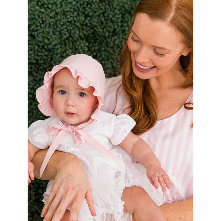 Baby Girls Baby Pink Bonnet for wholesale on Faire