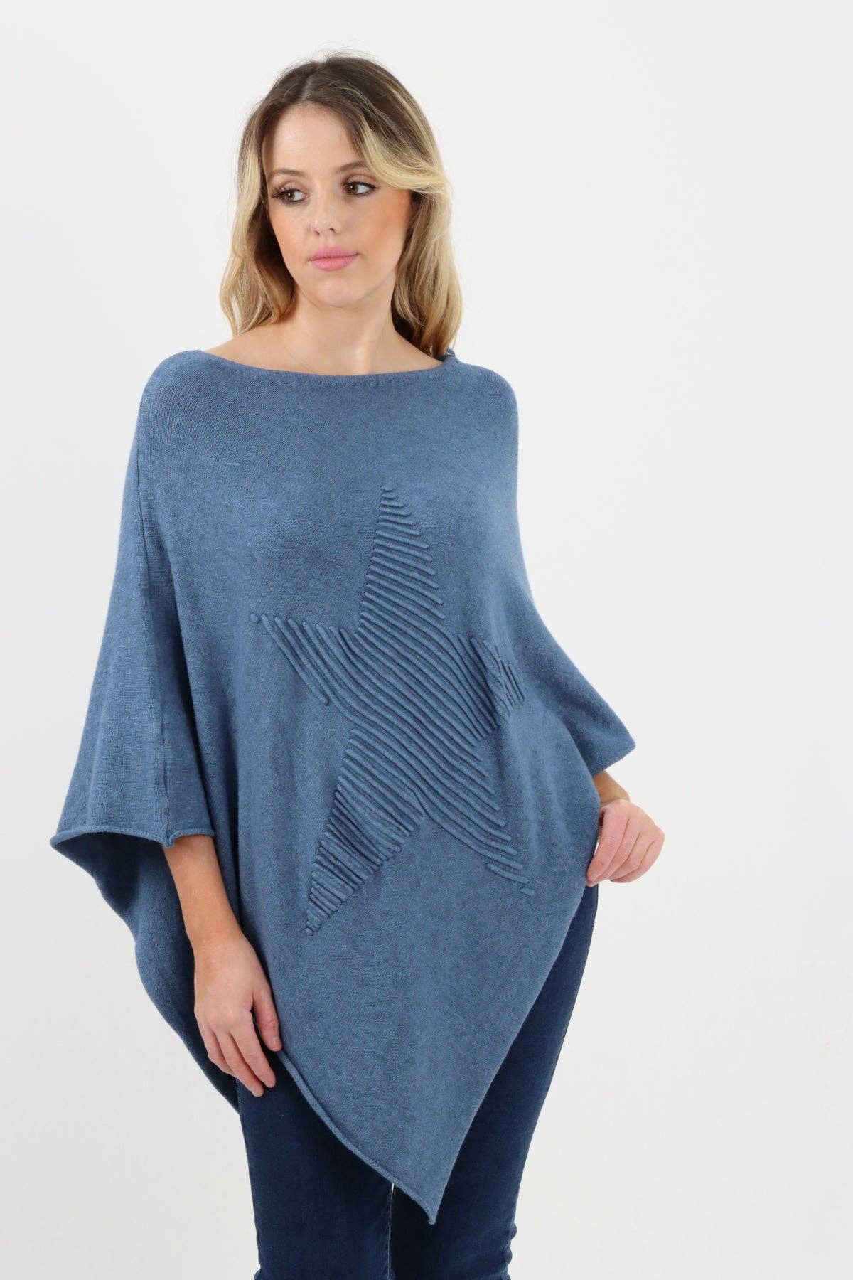 Miss Bold – wholesale Poncho – Women's – Italian Knitted Lagenlook Star Poncho10