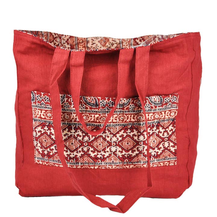 Zumki - Wholesale Tote Bag - Women's - Reversible Kantha Cotton Shopping Shoulder Tote Bag3