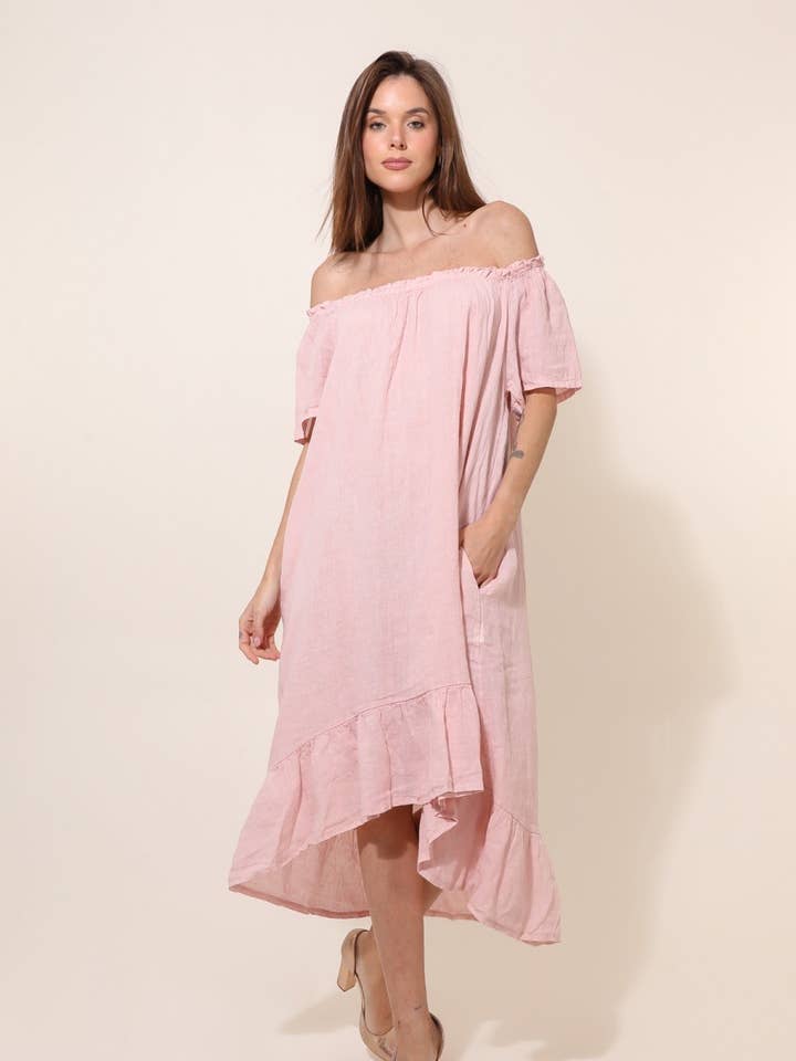 Vestido 100% Linho REF. 3429 por atacado de LÉA & LUC