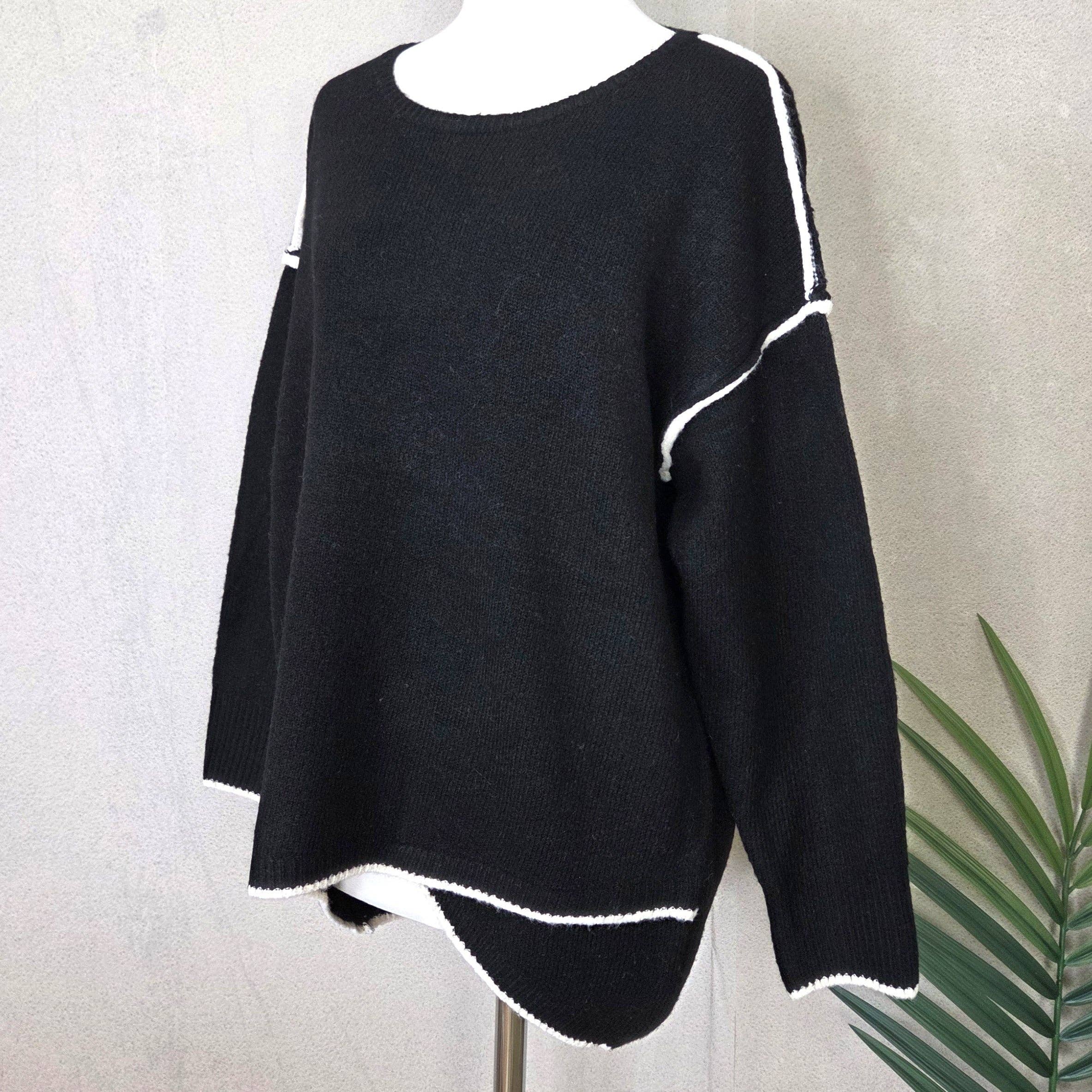 Tempest Designs - Wholesale Knit Sweater - Women's - Viscose piped edge jumper with cross over bottom detail2