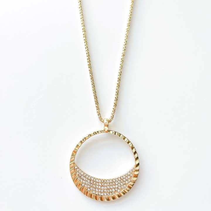 Fashion Stone Pendant Circle Long Necklace for wholesale by S&A Fashions