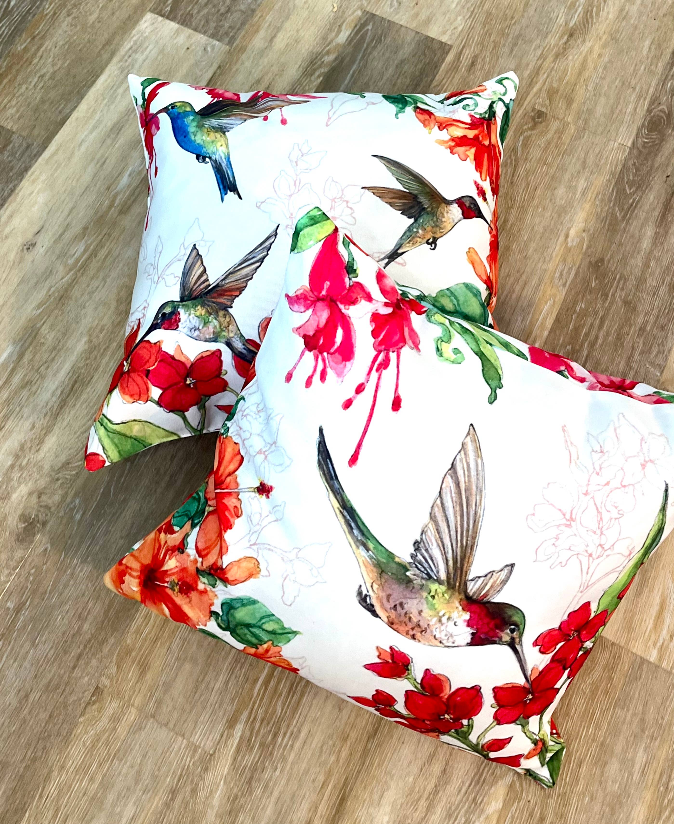 Bamboo Table - Wholesale Throw/Decorative Pillow - Hummingbird Harmony Birds 2 Sided Indoor Outdoor Pillow7