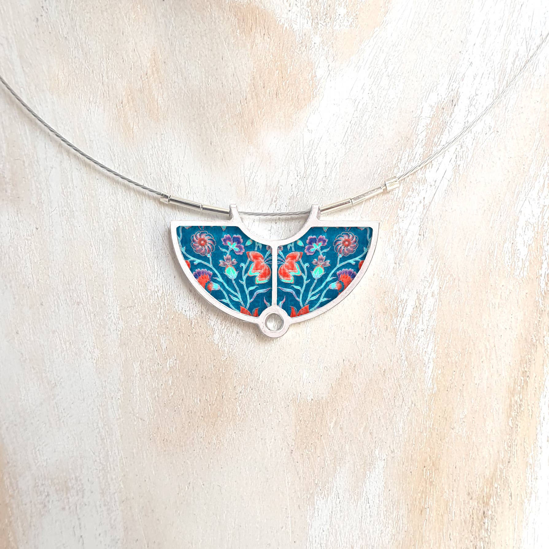 Noa Jewellery - Wholesale Pendant/Charm Necklace - Aluminium Framed Semi Circle Ceramic Necklace3