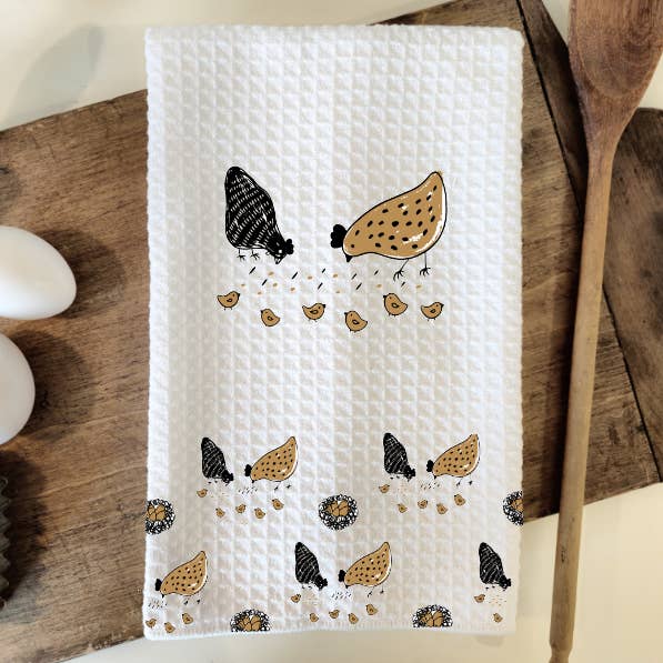 Vintage Chicken Waffle Weave Dish Towel Tea Towel for wholesale by Prairie Chicken Sticker Shop & Gifts