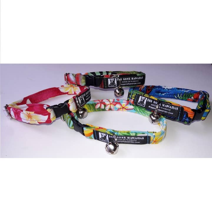 Dog Gone Hawaiian - Wholesale Pet Collar - Cat - Hawaiian Adjustable Cat Collar with Safety Buckle and Bell