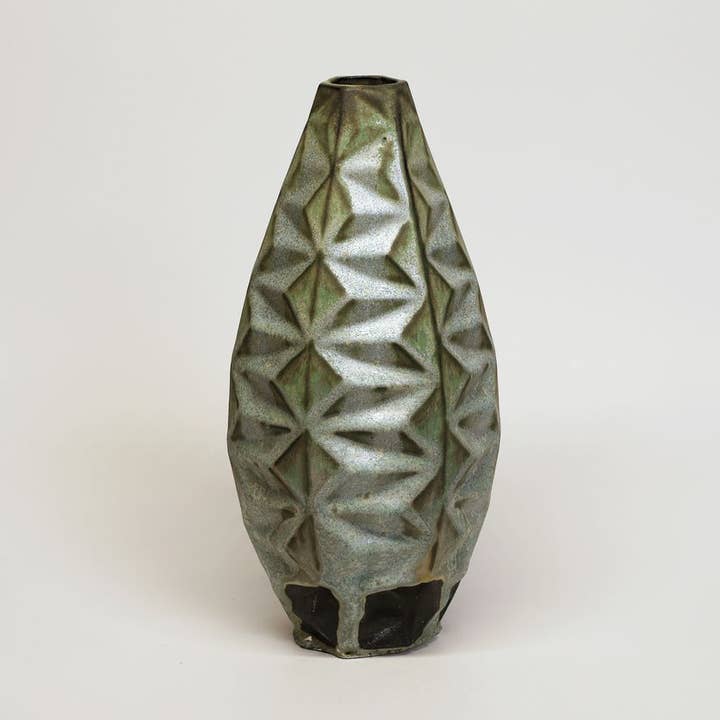 Patterned Vessels Oblique Slender Lime Moondust for wholesale by By Alejandra Design