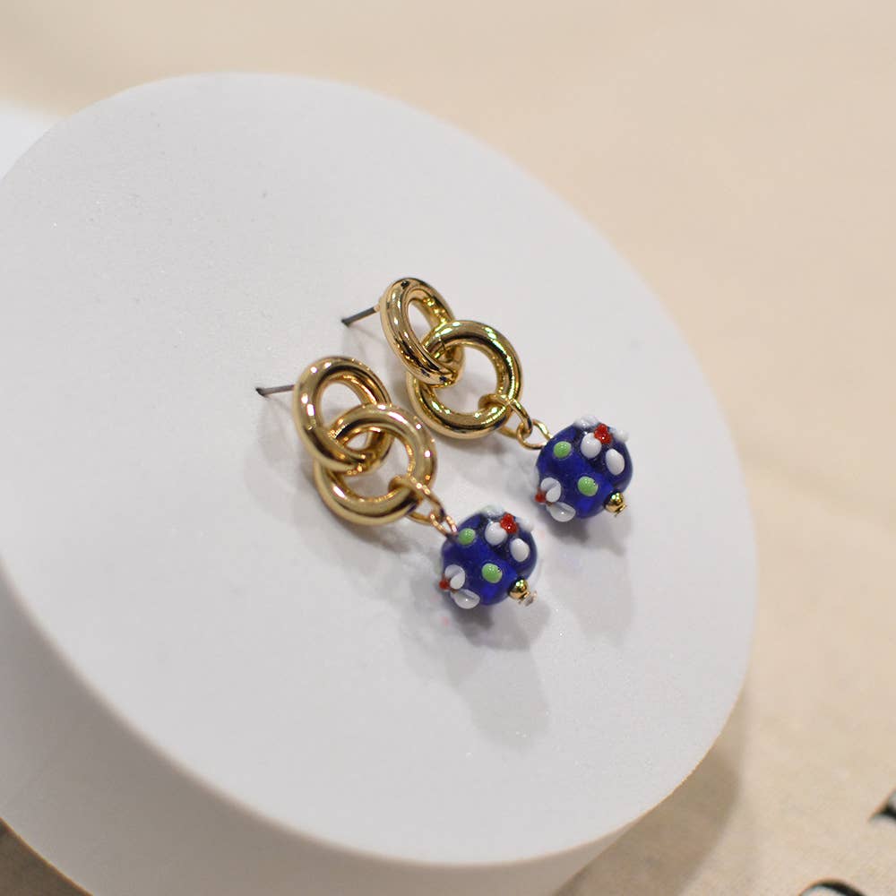 StarryNYC – Großhandel Ohrhänger – Ohrhänger in Kugelform aus Murano-Glas mit elegantem Muster13