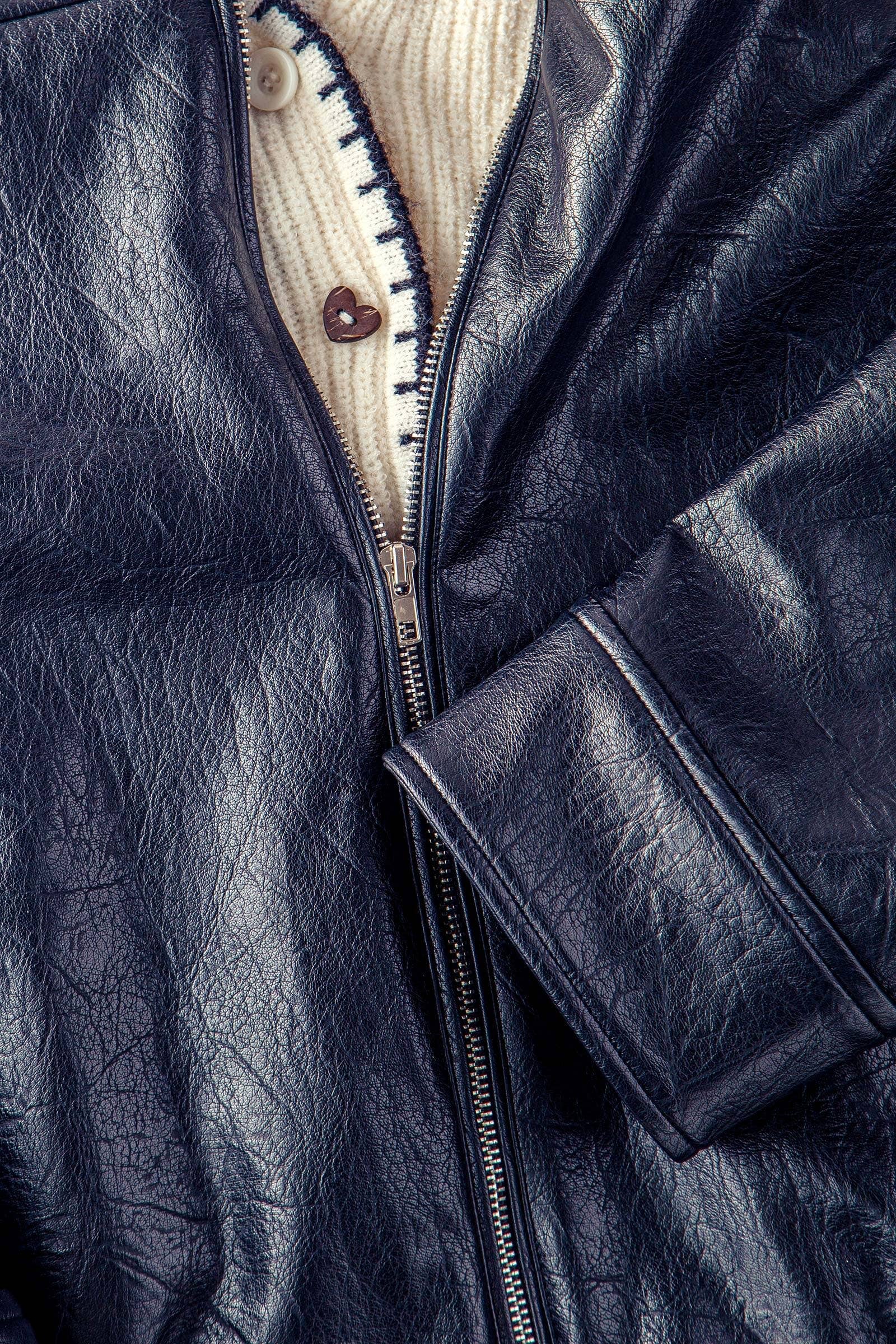 BLACK City Muse Oversized Leather Jacket for wholesale on Faire7