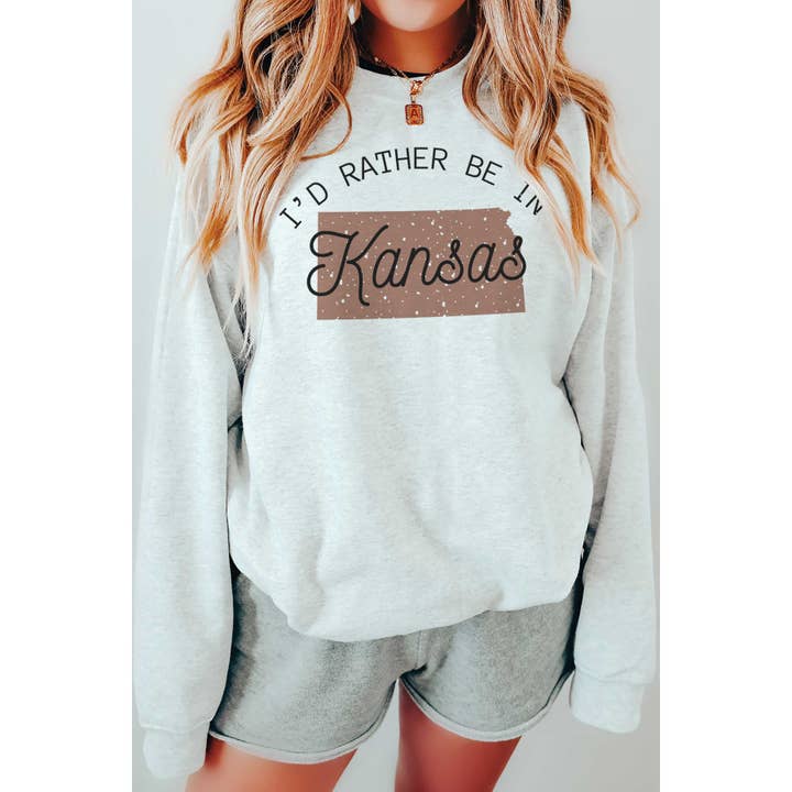 Sweatshirt surdimensionné "JE PRÉFÉRERAIS ÊTRE AU KANSAS" pour la vente par A. BLUSH CO