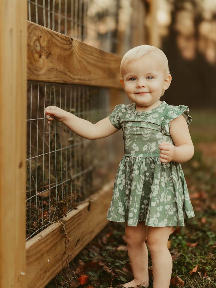 Bamboo Infant Dress- Whispering Meadows for wholesale by The Village Cloth