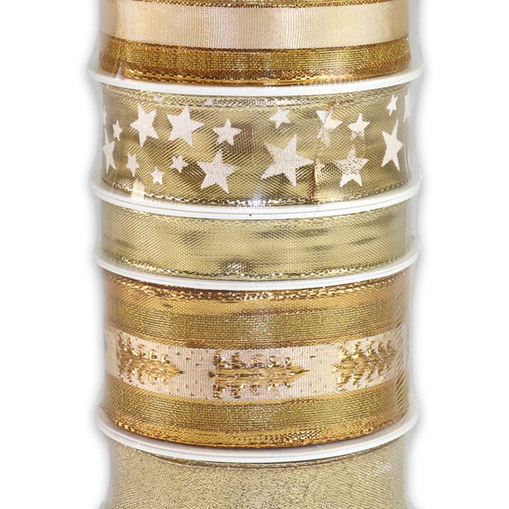C.E. PATTBERG GmbH & Co. KG - Wholesale Ribbon - Gift Wrapping - Gift & decoration ribbon 5 x 3 m Set Weihnachten gold