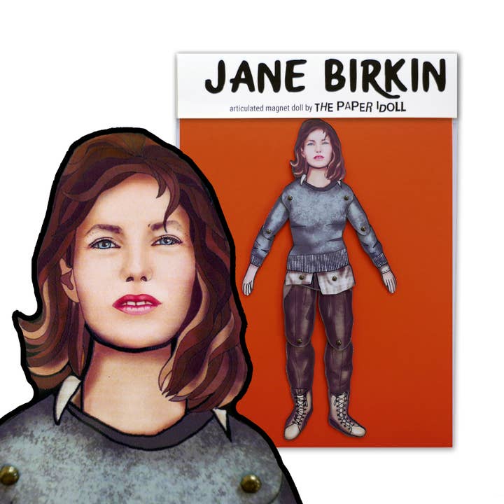 Aimant portable pour réfrigérateur Jane Birkin | Aimant de célébrités pour la vente par THE PAPER IDOLL