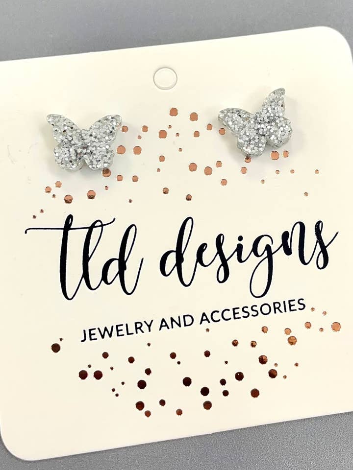 Sølv akryl sommerfugle for engroshandel hos TLD Designs