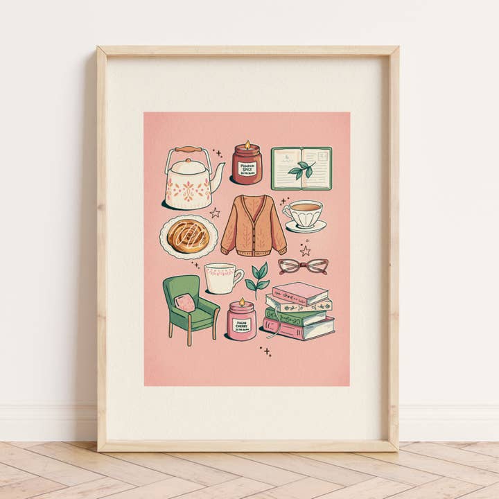 Cozy Reading Print - A5 for wholesale by Eve Anderson Draws