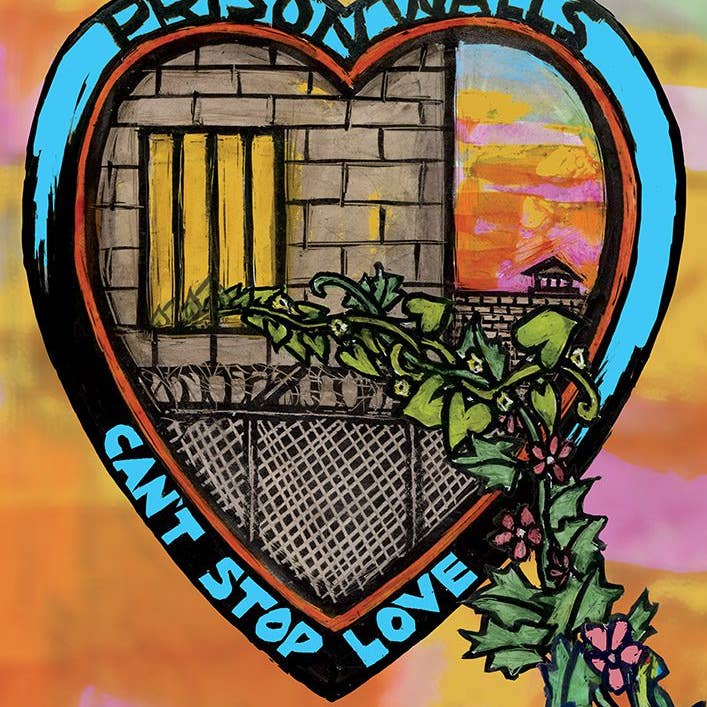 Ricardo Levins Morales Art Studio - Wholesale Everyday Greeting Card - Prison Walls Can't Stop Love (Notecard)