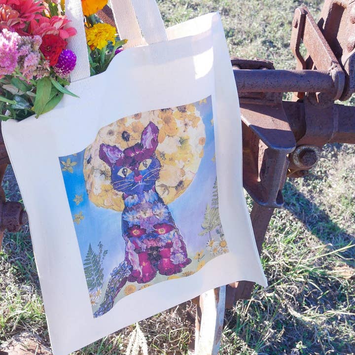 Remedy Designs – wholesale Bärkasse - Dam – Pressad blomma katt tygväska | present till kattälskare tygväska