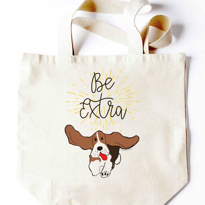 Be Extra Floppy Ears Dog Tote for wholesale by Potluck Press