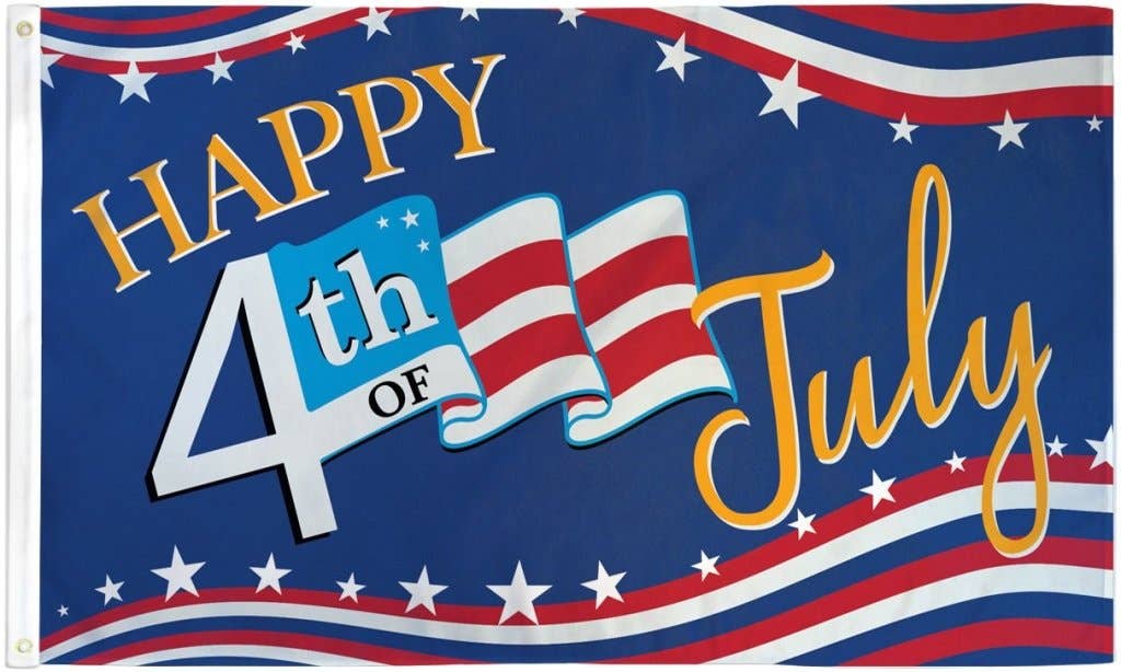 Flags Importer - Wholesale Flag - Happy 4th of July (Stars & Stripes) Flag 3x5ft Poly1