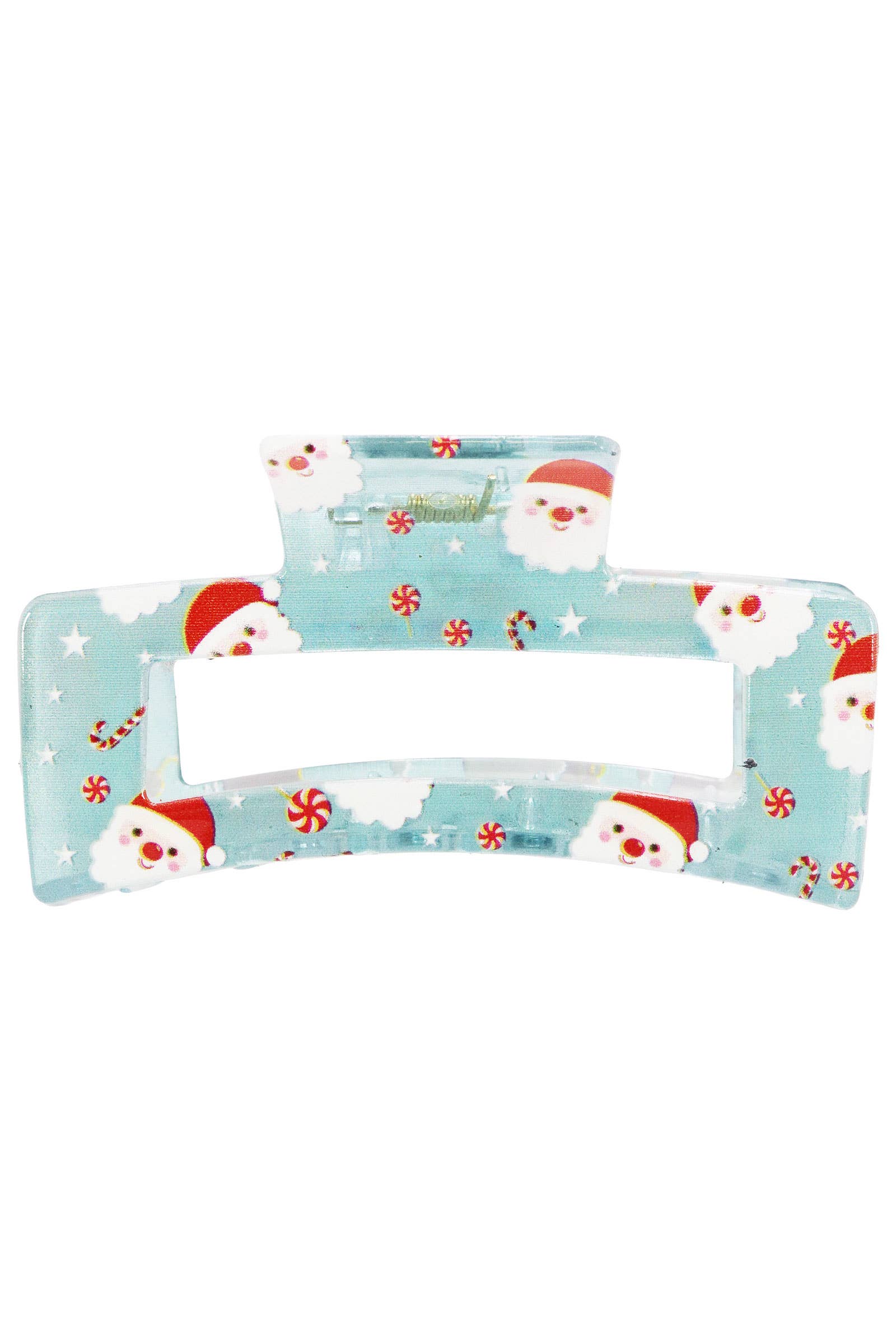 ASSORTED Christmas Santa Clear Block Hair Claw - 12 pcs for wholesale on Faire5