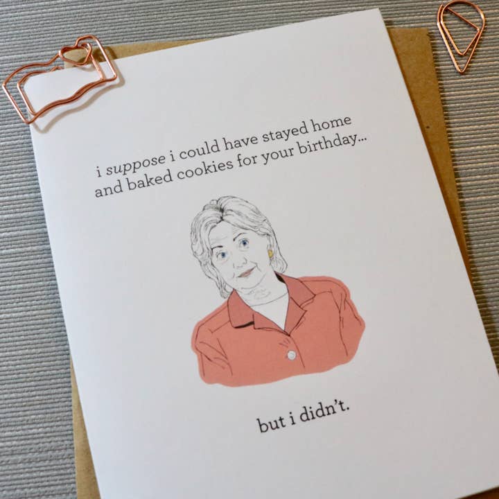 The Card Bureau - Wholesale Birthday Card - Hillary Clinton Baking Cookies Birthday Card