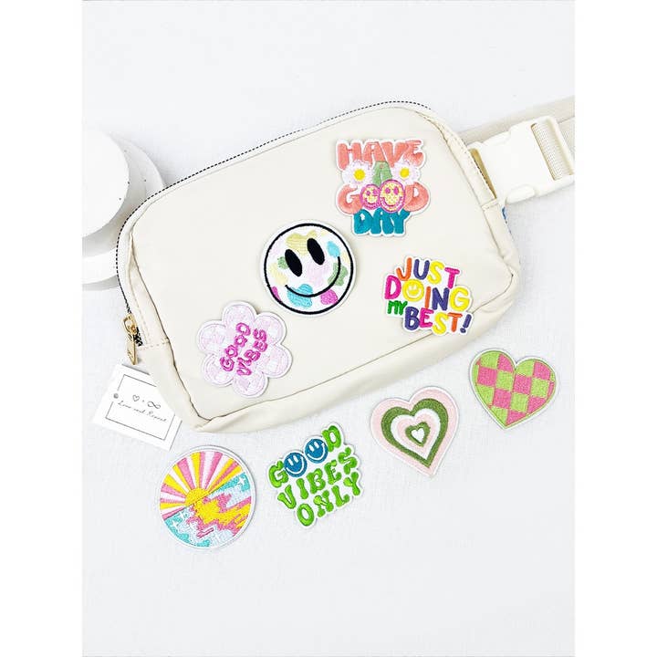 MIX COLOR Good Vibe DIY Iron On Embroidered Patches for wholesale on Faire2