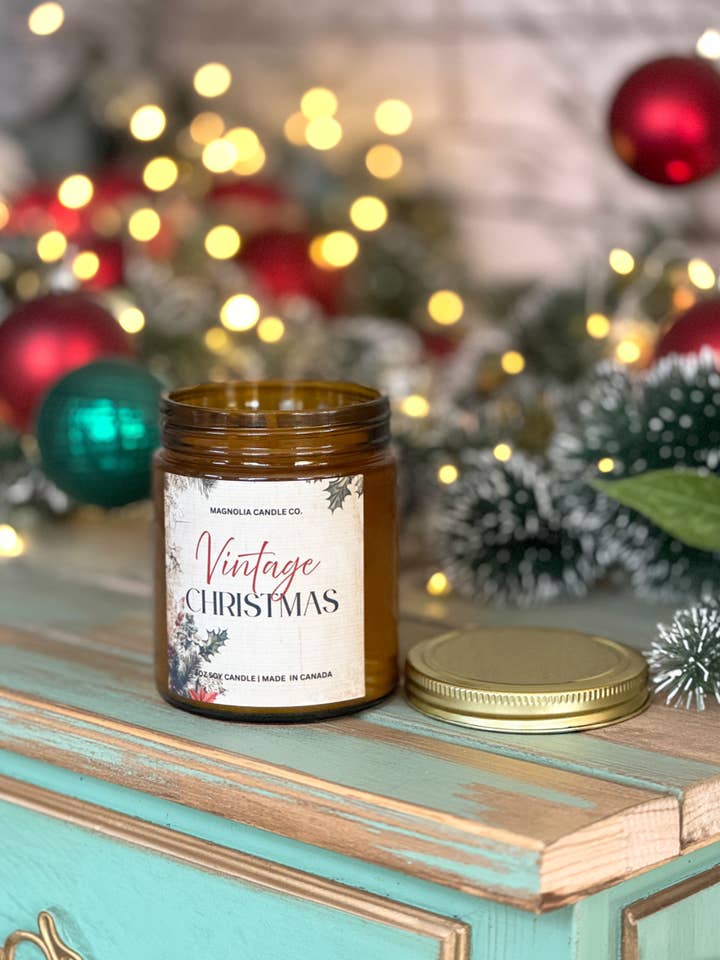 Vintage Christmas - Christmas / Holiday Soy Candle 8oz  for wholesale by Magnolia Candle Company