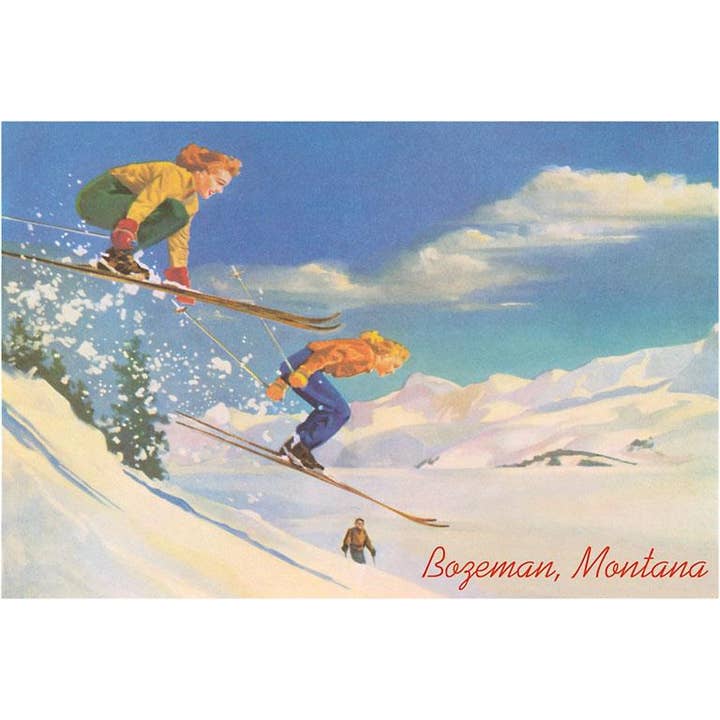 Postal MT-331 Esquiadoras, Bozeman, Montana para venta al por mayor de Found Image Press