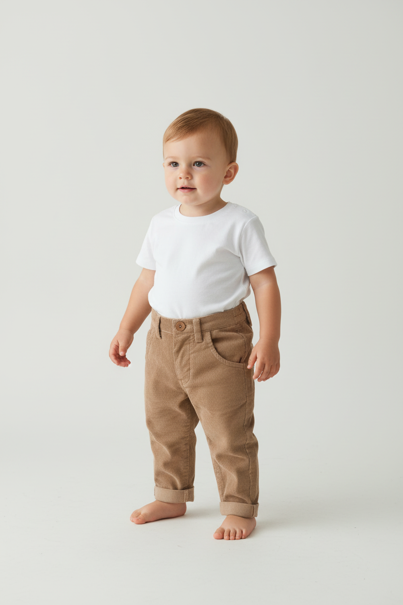 Yo Baby – wholesale Trousers – Baby – Beige Corduroy Solid Color Boys Pants1