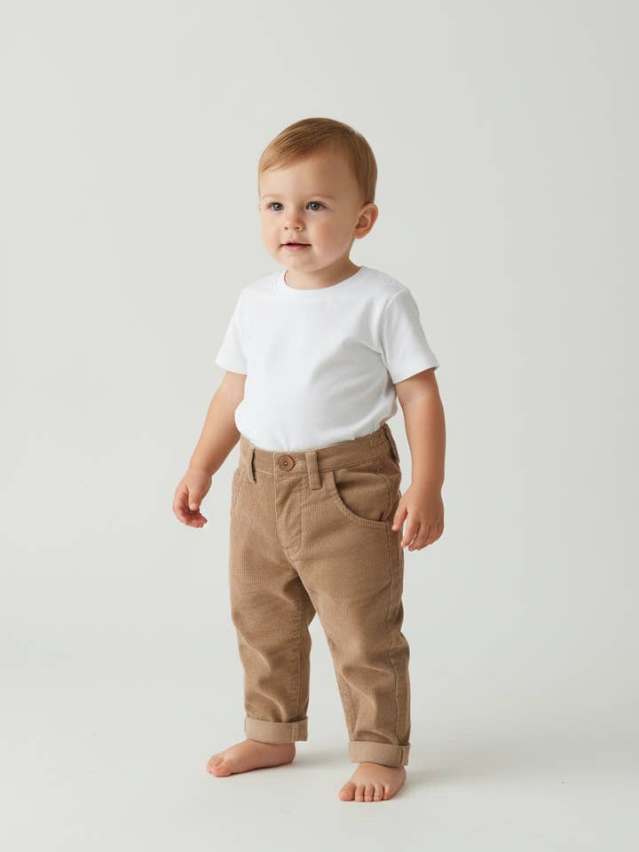 Yo Baby – wholesale Trousers – Baby – Beige Corduroy Solid Color Boys Pants1