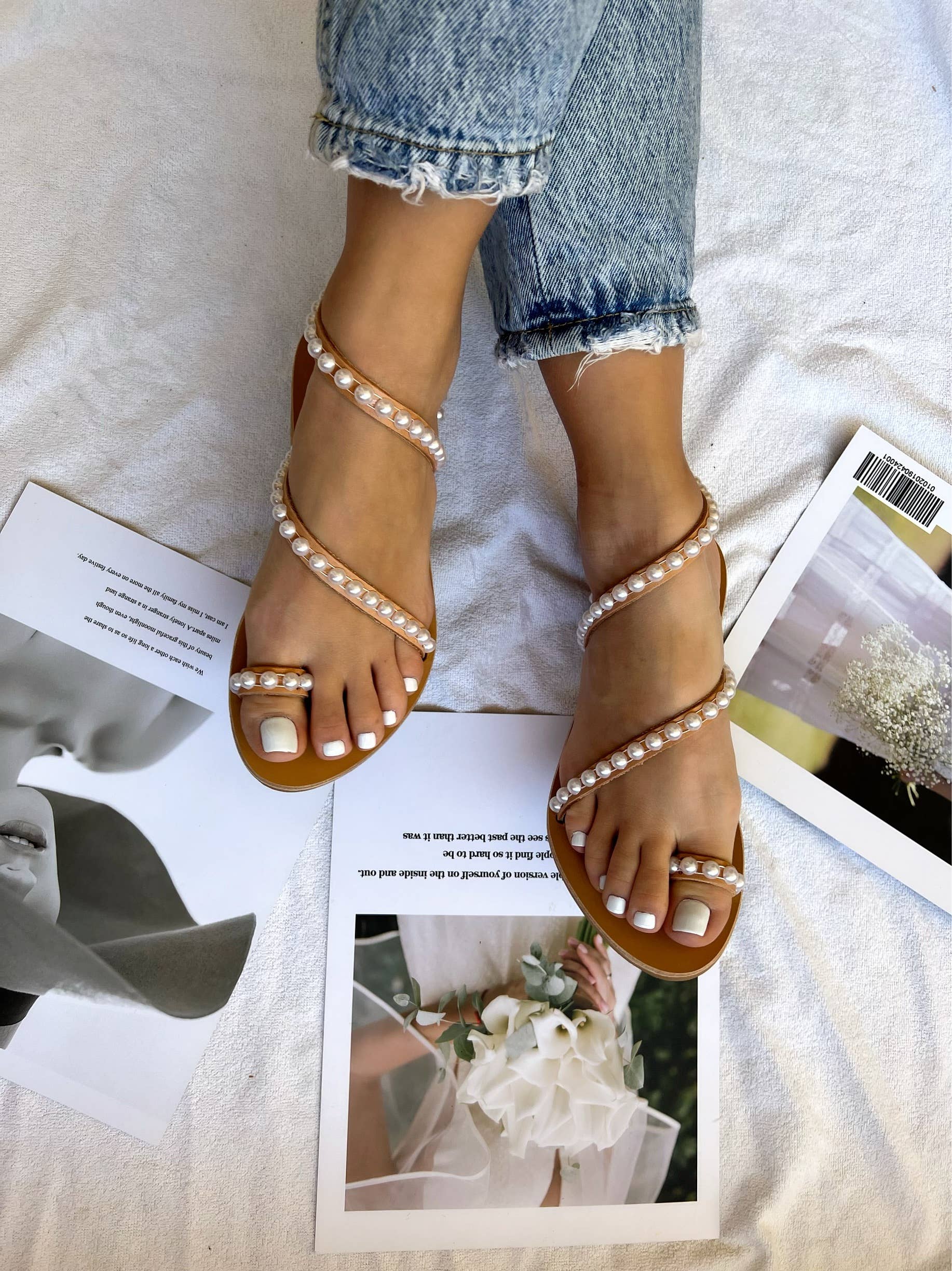 Christina Christi - Wholesale Sandals - Women's - White Pearls Sandals, Leather Sandals, Wedding Sandals3