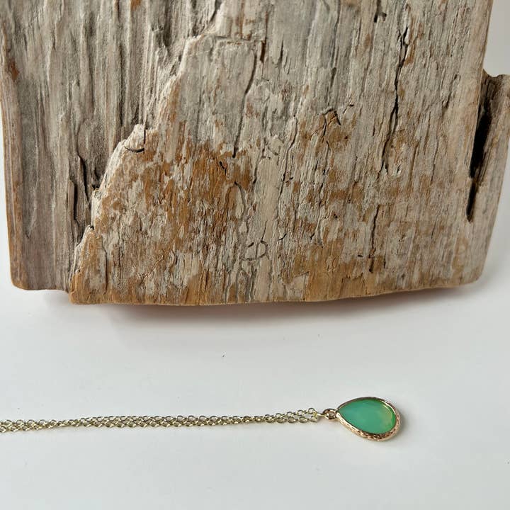 Green Opal Teardrop Necklace for wholesale by River Of Humanity