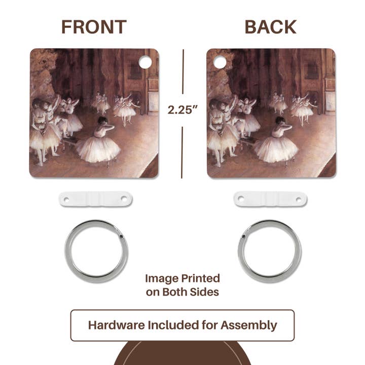 3dRose - Wholesale Keychain - Unisex - 3dRose, Ballet Rehearsal on the Stage by Edgar Degas, Key Chain4