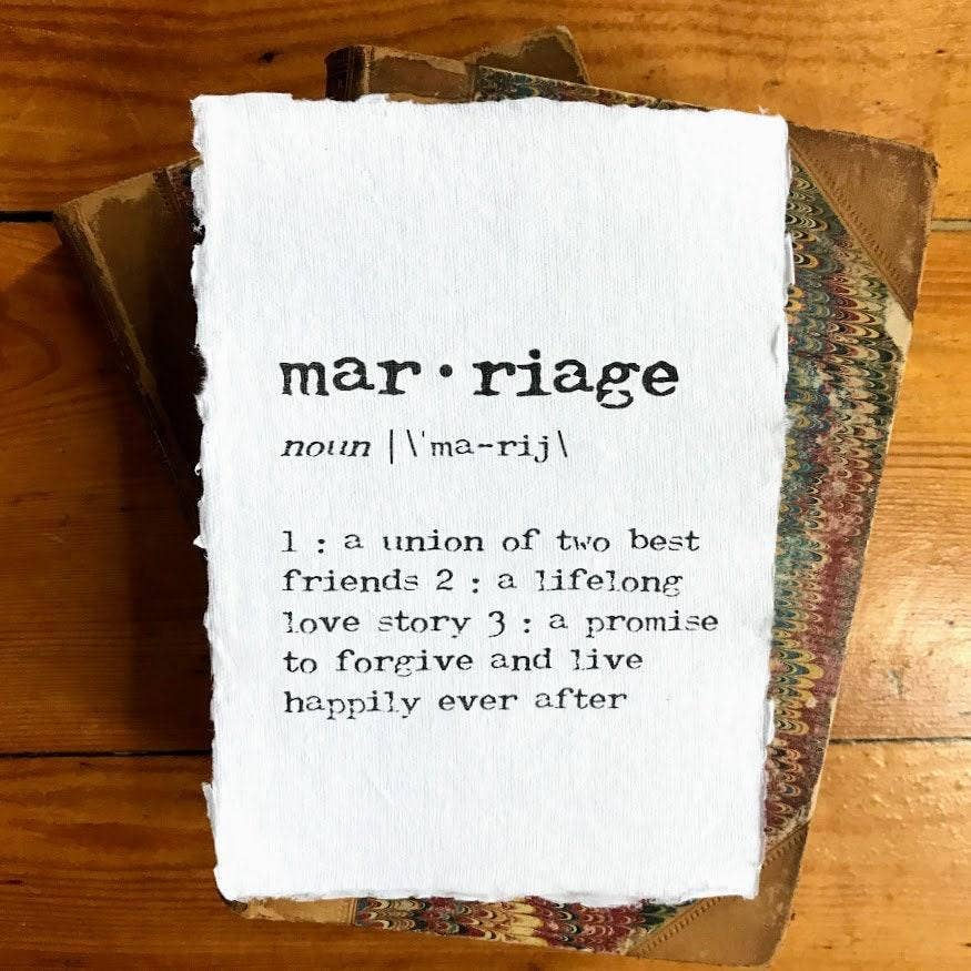 Alison Rose Vintage - Wholesale Art Print - marriage definition print on handmade paper2