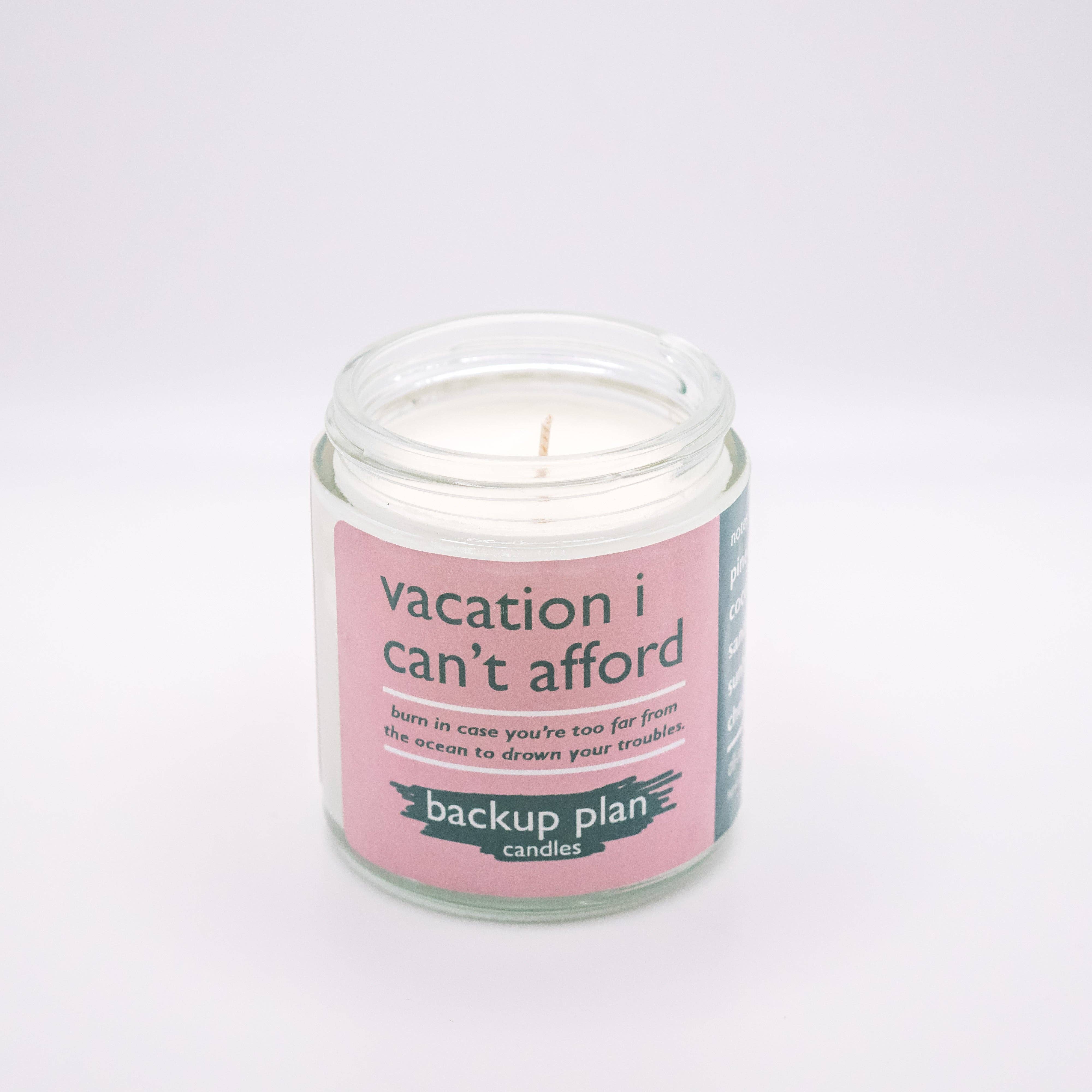 Backup Plan Candles - Wholesale Jar/Filled Candle - vacation i can't afford7