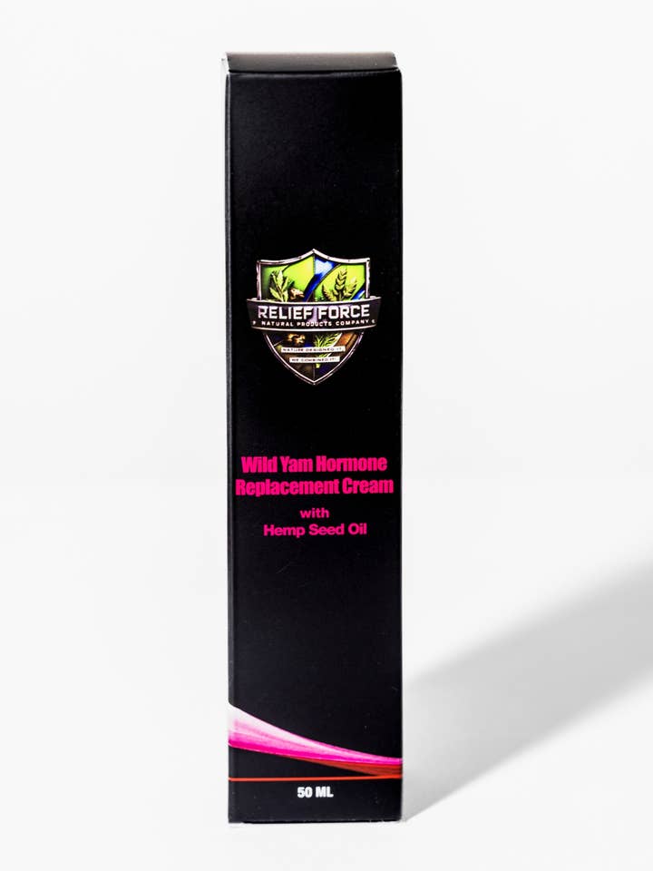 Crème de remplacement hormonal au igname sauvage avec huile de graines de chanvre Relief Force pour la vente par Natures Light