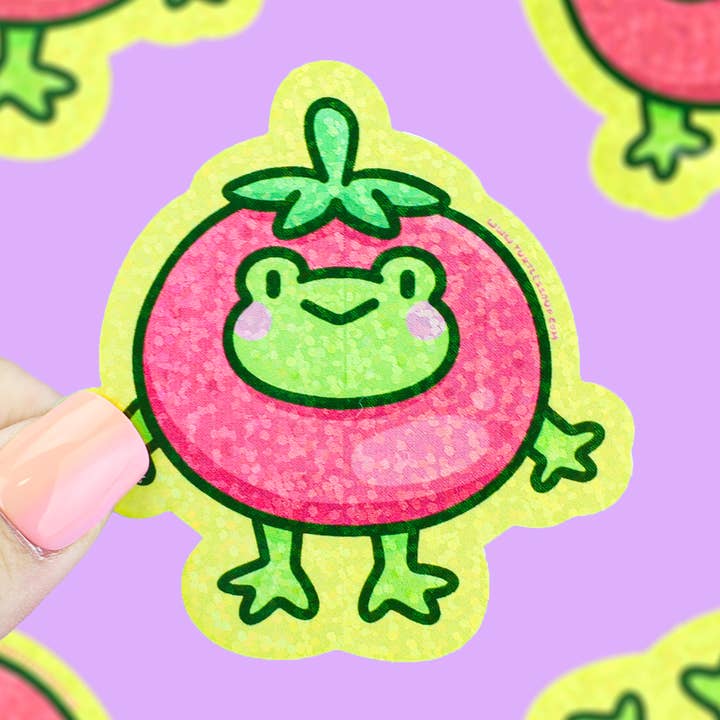 Happy Tomato Frog | Glitter | Holo | Fruits | Vinyl Sticker for wholesale by Turtle's Soup