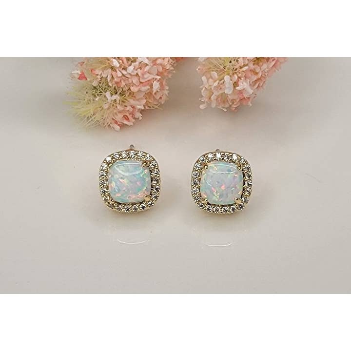 BETTYOH INC - Wholesale Stud/Post Earrings - LAB GROWN OPAL STUD EARRINGS.7