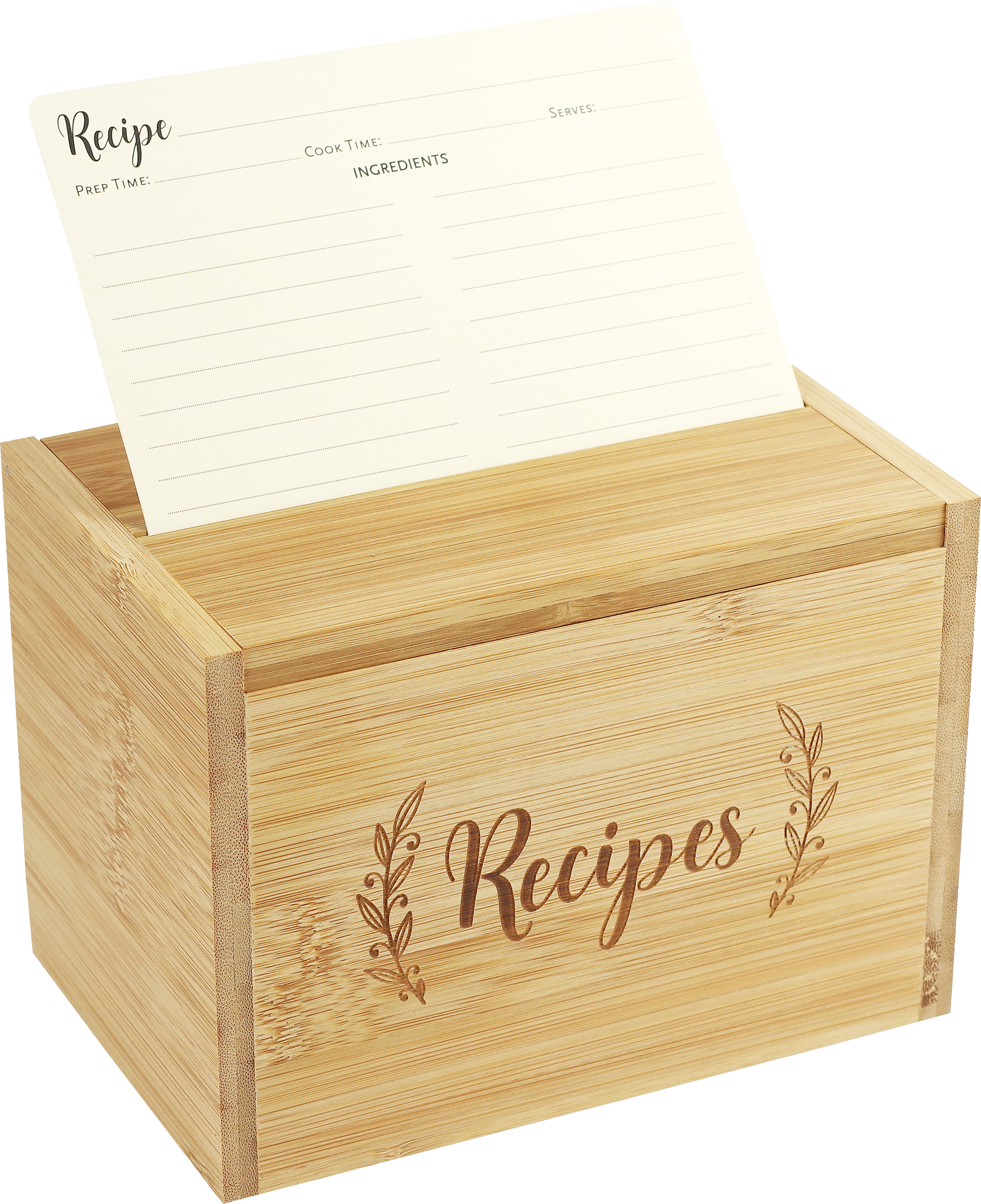 Peter Pauper Press - Wholesale Recipe Box - Bamboo Recipe Box Set3