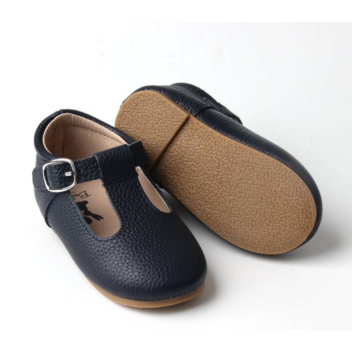 Babyboo Paris - Wholesale Sandals - Kids - Navy blue leather salomés rigid soles1