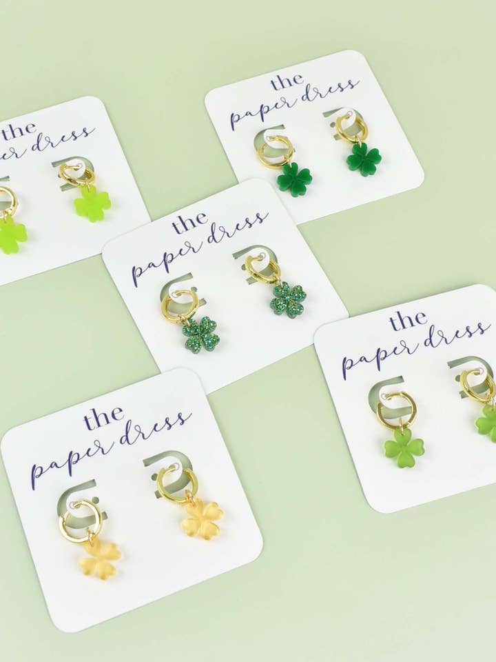 FOUR LEAF CLOVER CHARM HUGGIES for wholesale by The Paper Dress