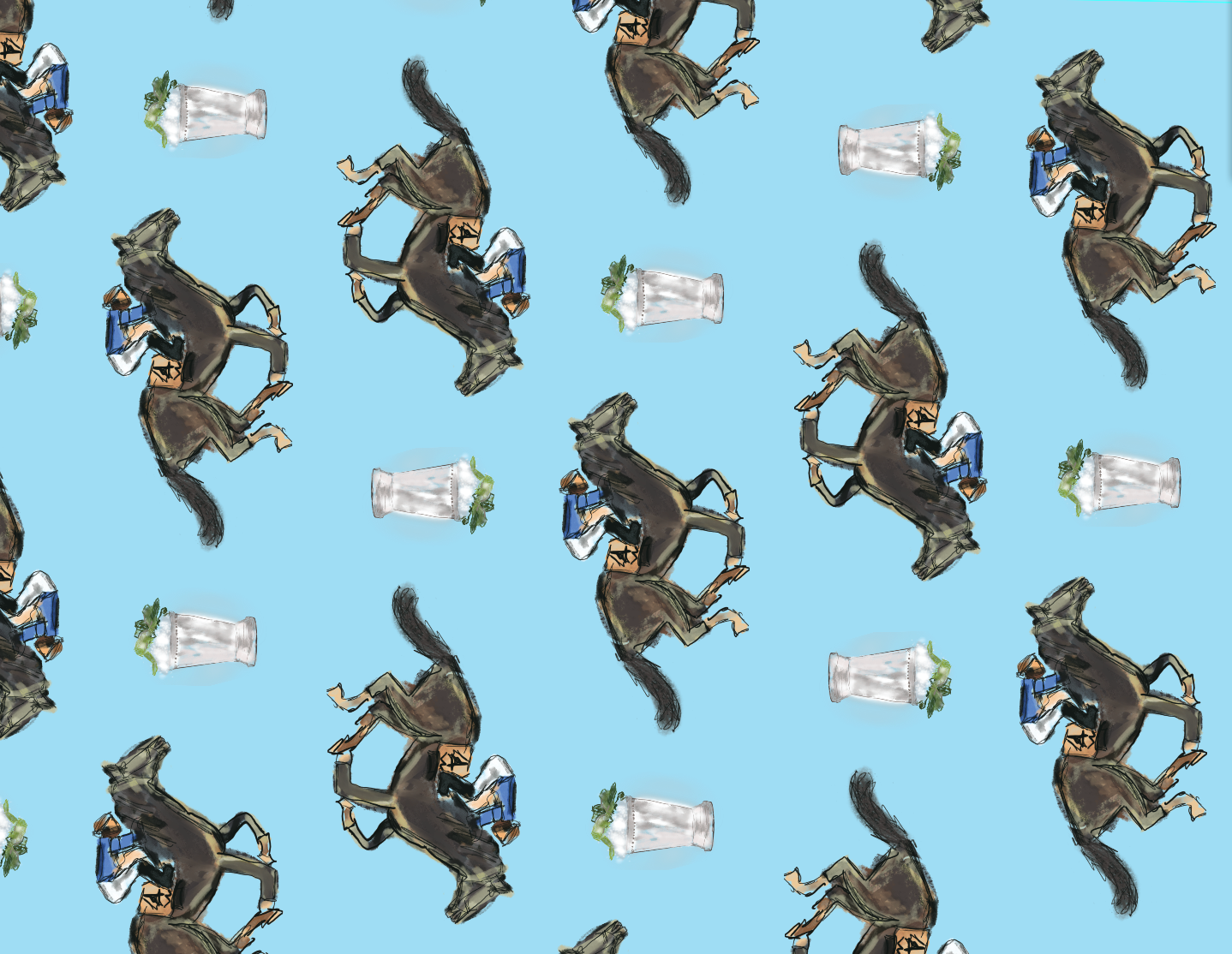 Hey Y'all Party - Wholesale Disposable Table Cover/Runner - Race Horse and Mint Julep Derby Multi Paper Table Runner4