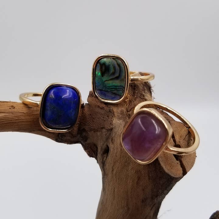 Lapis Lazuli & Amethyst & Shell Ring for wholesale by CHAKRA JEWELRY