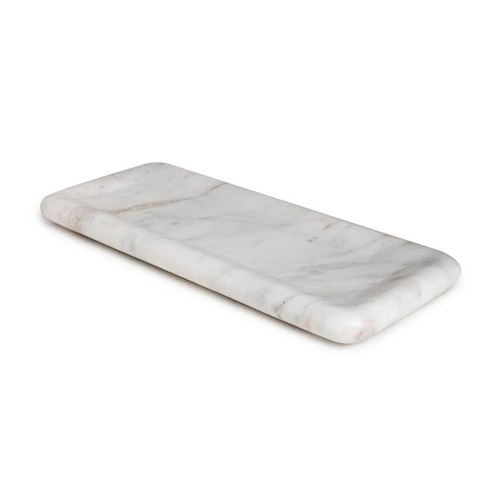 White Marble Organic Shaped Rectangular Bowl for wholesale by BIDKhome