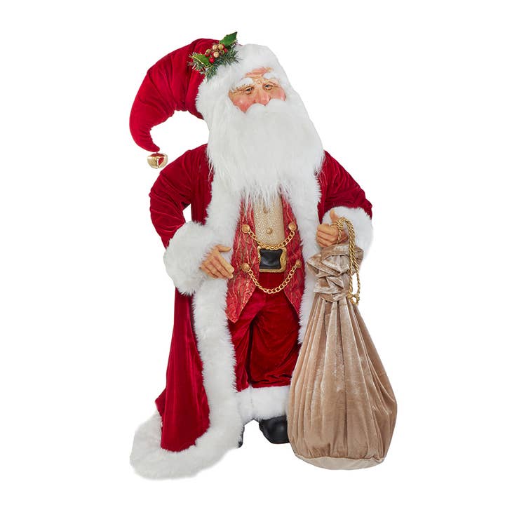 40“ Jacqueline Kent Traditional Santa W/ Bag for wholesale by Kurt S. Adler, Inc.