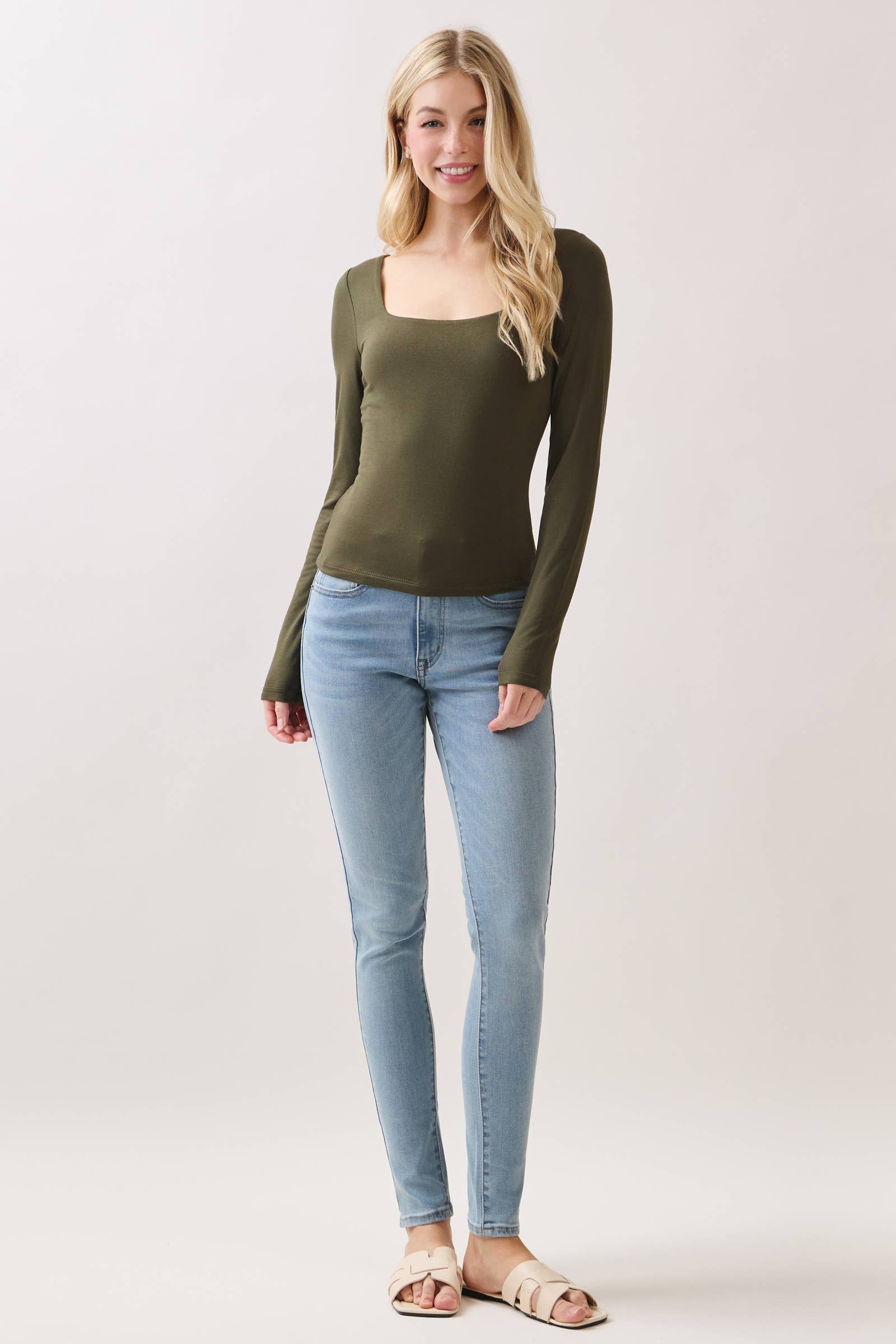 Final Touch - Wholesale Knit Top - Women's - Double Layer Square Neck Long Sleeve Top - VT1710923